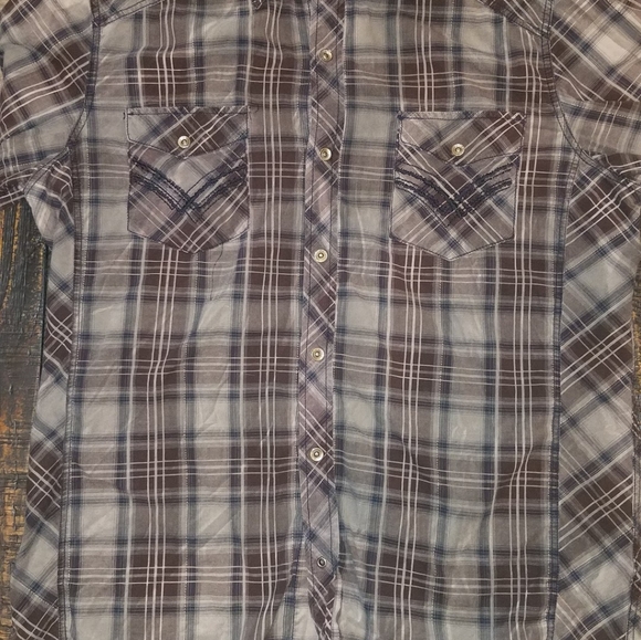 Buckle Black Button Down Shirt Slim Fit XL - Picture 2 of 6